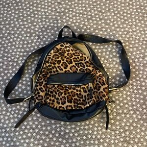 J Crew Harper leopard calf hair & Italian leather backpack
